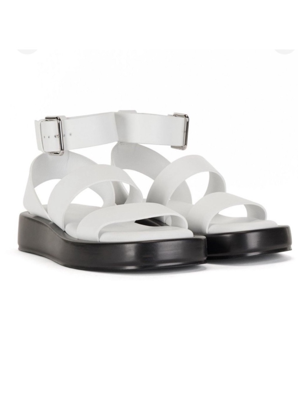 New! BOSS Gladiator Platform Sandals Strappy Leather Sandals White Black - Picture 4 of 13